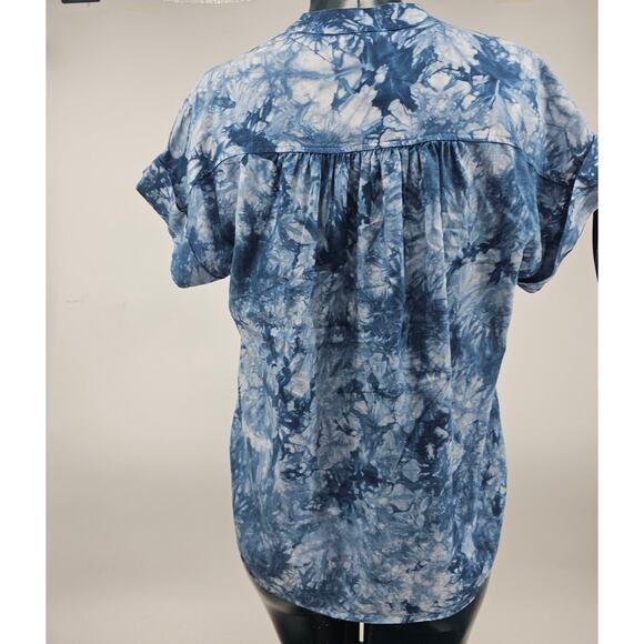 Anthropologie cloth & stone Button Tie Dye Blue Blouse Women's Size S 3364 - Picture 2 of 7
